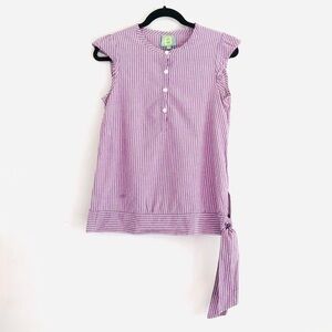 Ben Simon B Collection Top S Cap Sleeve Striped Side Tie Mauve Career Summer